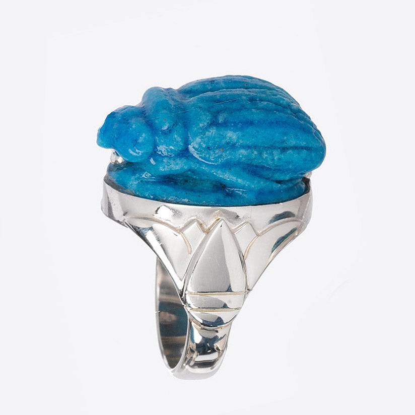 Turquoise Scarab Faience Ring