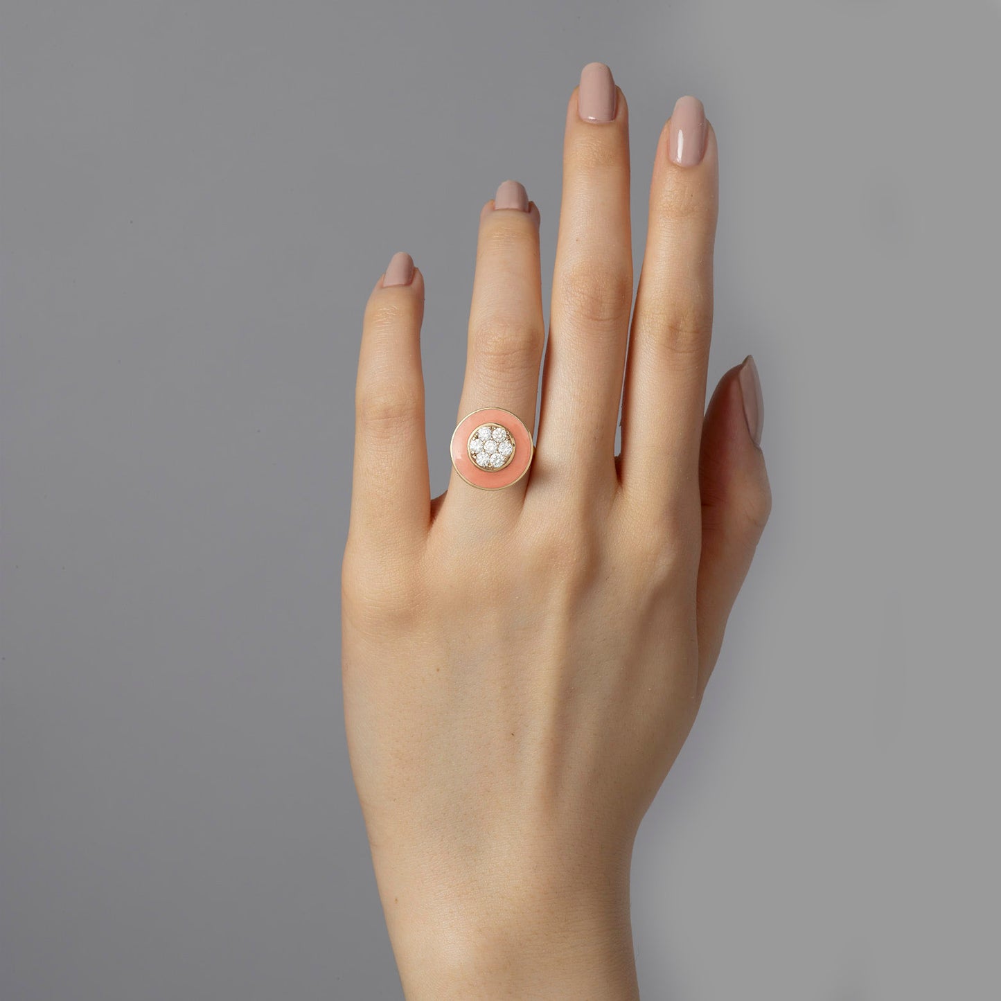 Diamond Living Coral Aurora Ring