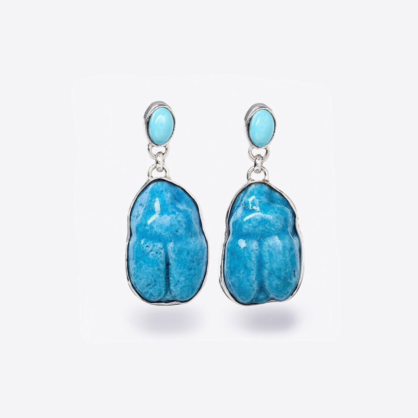 Faience Turquoise Scarab Earrings