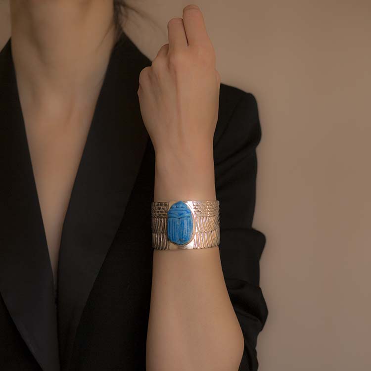 Turquoise Scarab Faience Cuff