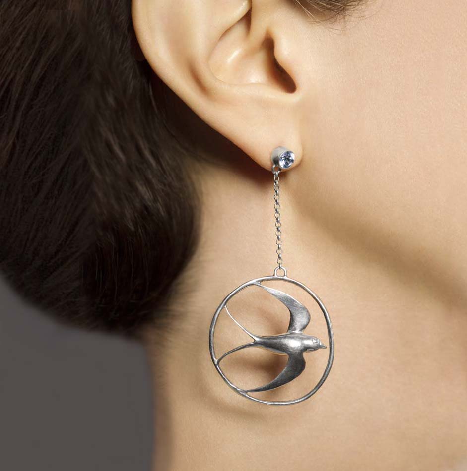 Blue Topaz Swallow Earrings