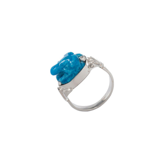 Light Turquoise Faience Frog Ring
