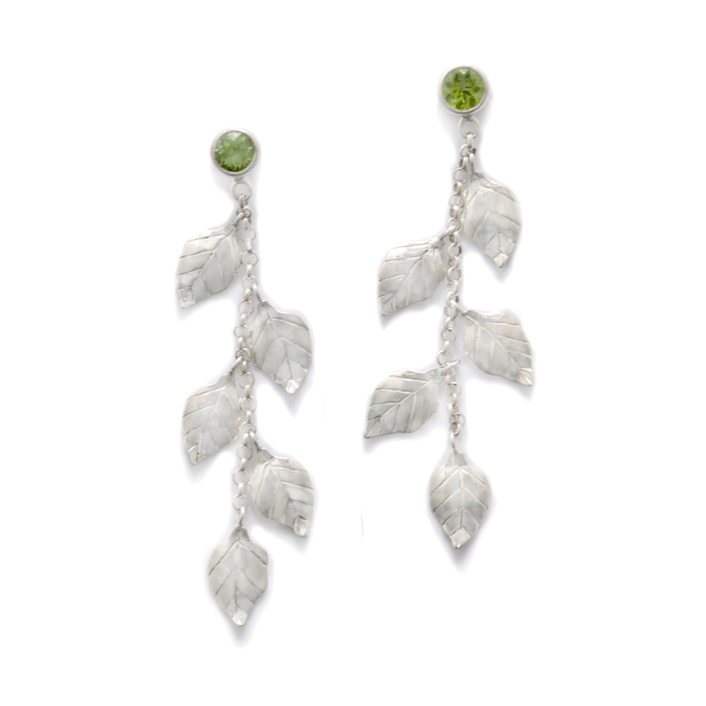 Peridot Summer Leaves Dangling Earrings