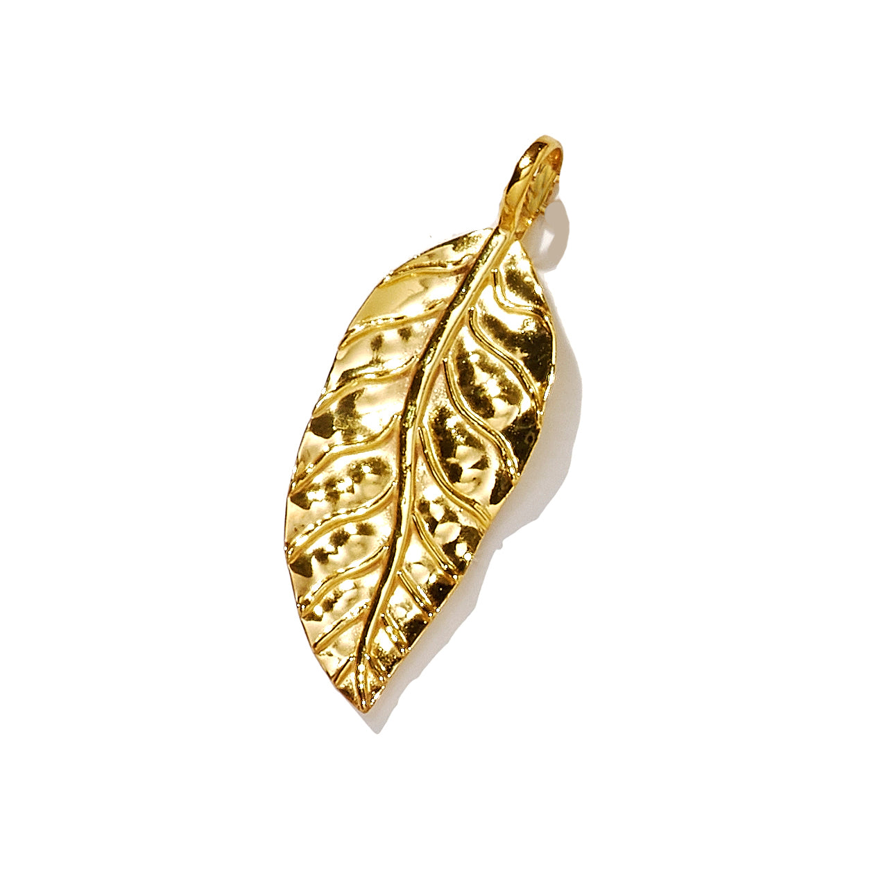 Curled Autumn Leaf Charm Medium Gold Vermeil