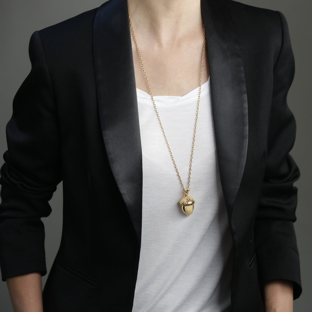 The Oak Tree Large Silver Acorn Necklace