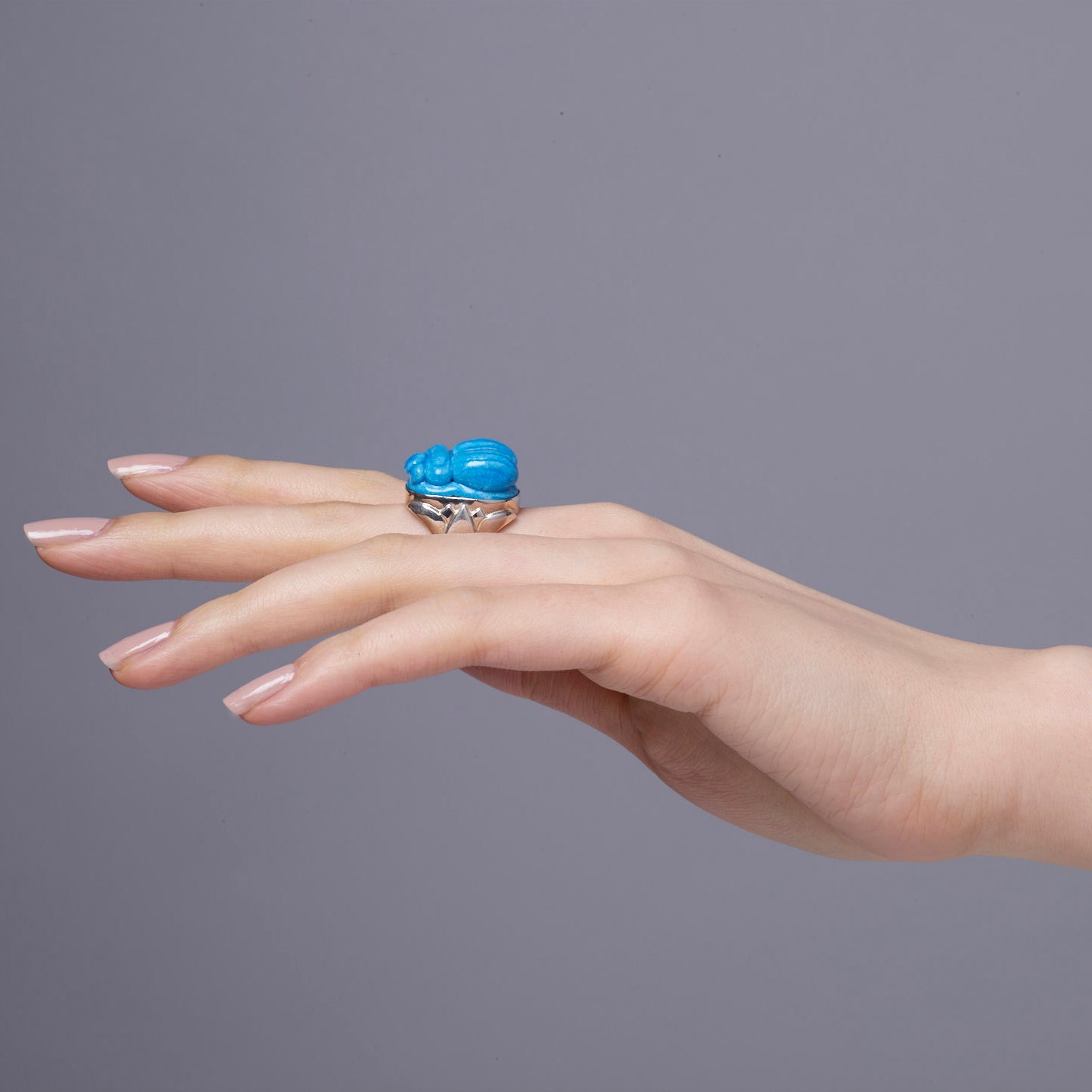 Turquoise Scarab Faience Ring