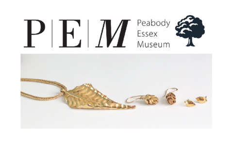 Peabody Essex Museum and their Tarra Rosenbaum jewelry of autumn leaf and pine cone earrings