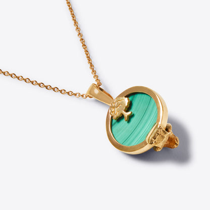 Gold Wadjet Cobra Snake and Malachite Necklace