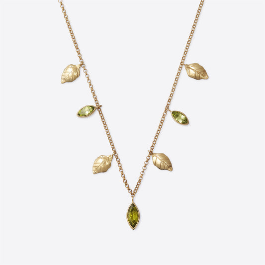 Peridot Summer Leaf Gold Layering Necklace