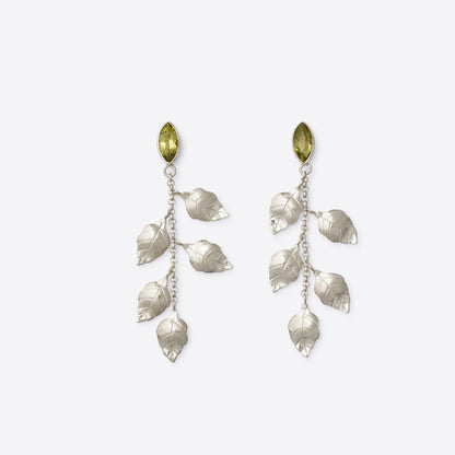 Peridot Summer Leaves Dangling Earrings