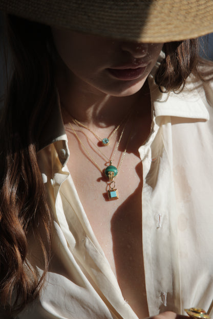 Gold Wadjet Cobra Snake and Malachite Necklace