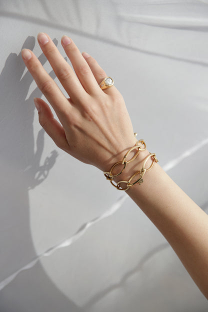 Large Gold Triangle Link Necklace or wrap Bracelet