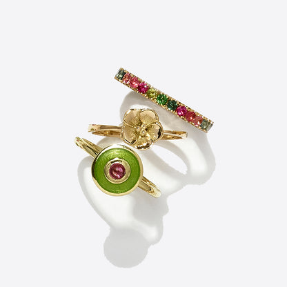 Summer Sapphire, Tsavorite, Tourmaline and Blue Diamond Band