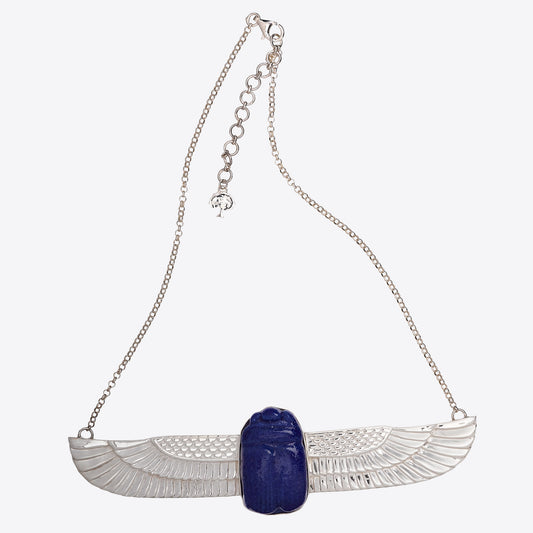 Cobalt Blue  Flying Scarab Necklace
