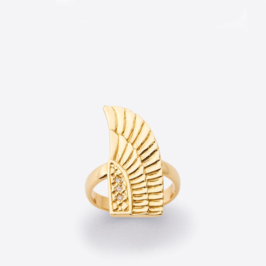 Gold Goddess Isis Wing Ring