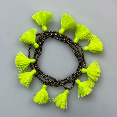 Acid Yellow Tassel Necklace