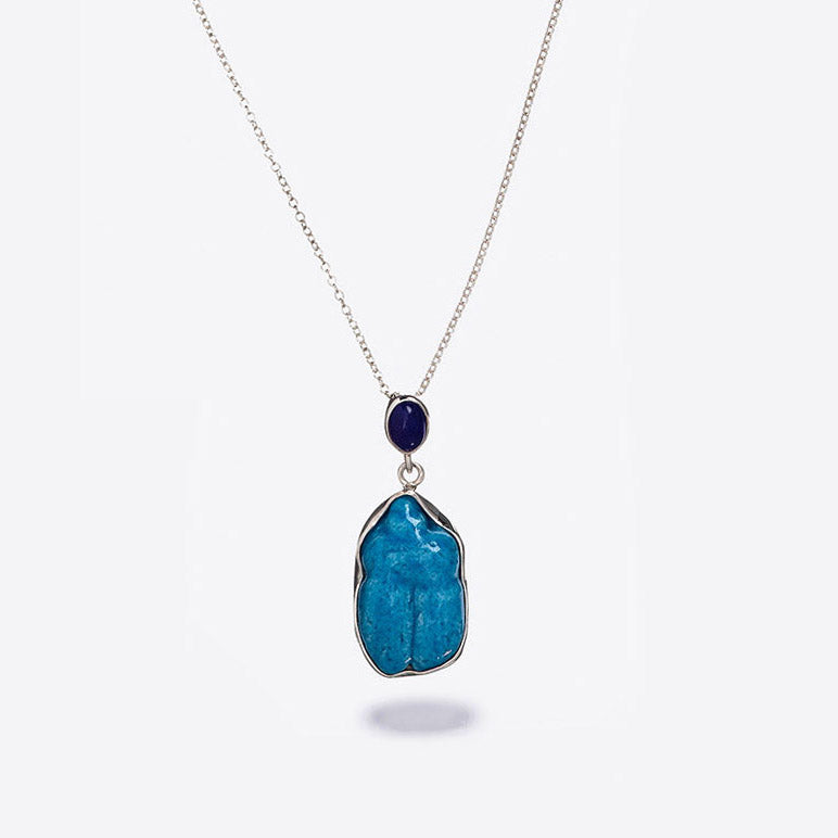 Lapis and Turquoise Faience Scarab Pendant