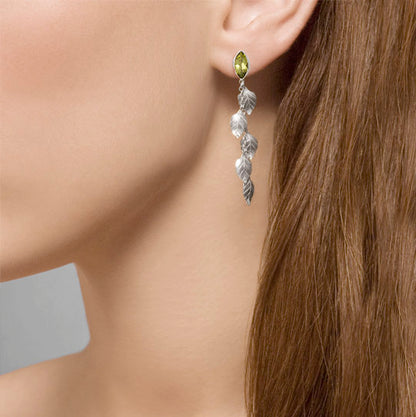 Peridot Summer Leaves Dangling Earrings