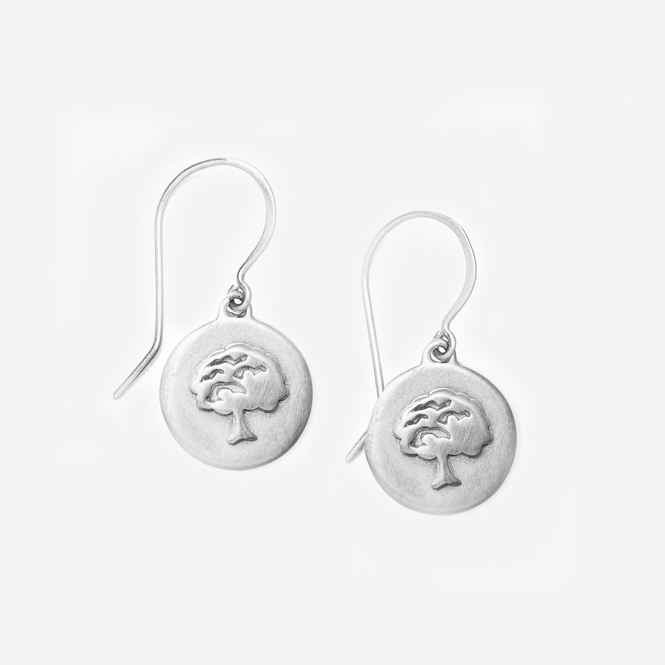 Silver Tree Coin Earrings