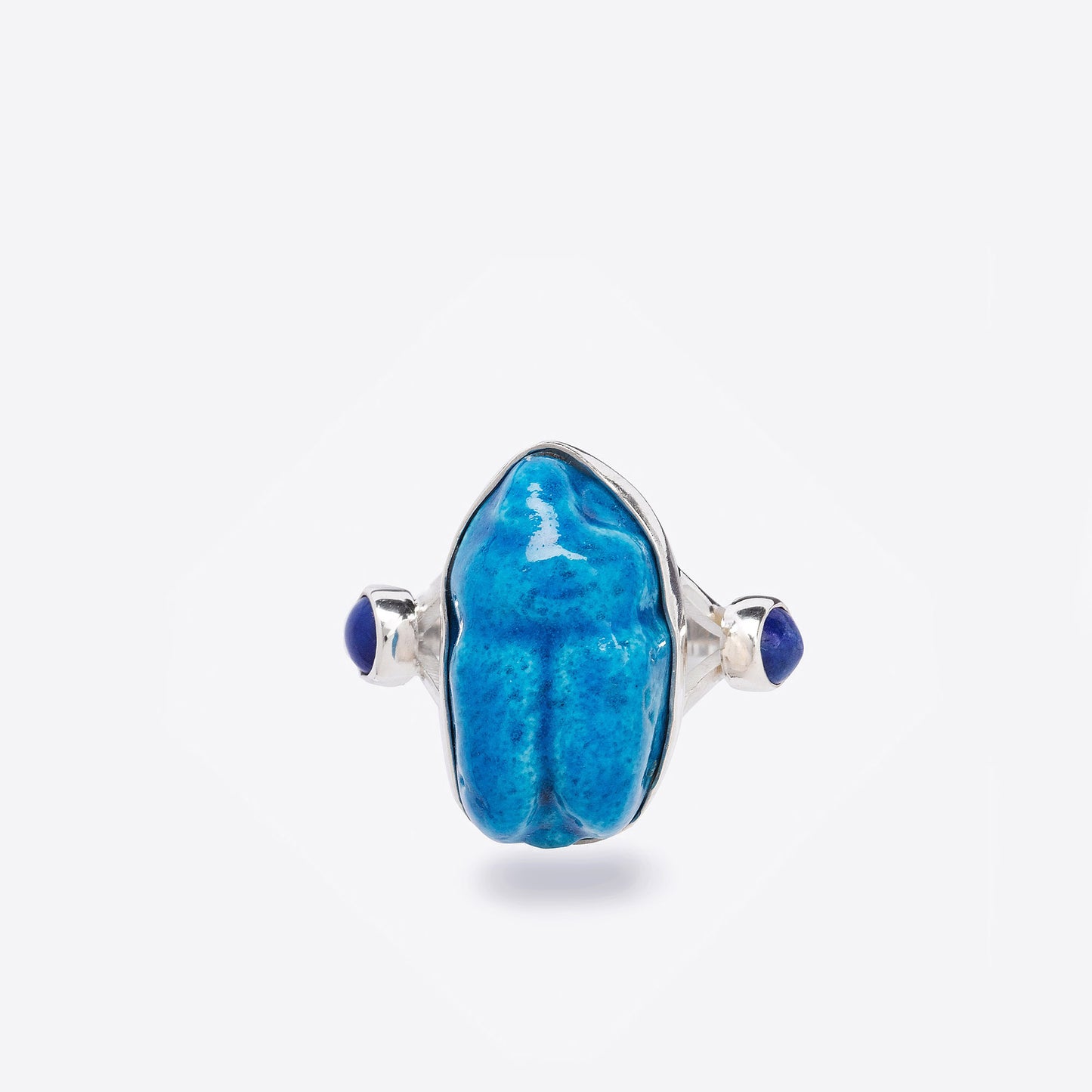 Faience Lapis Scarab Ring