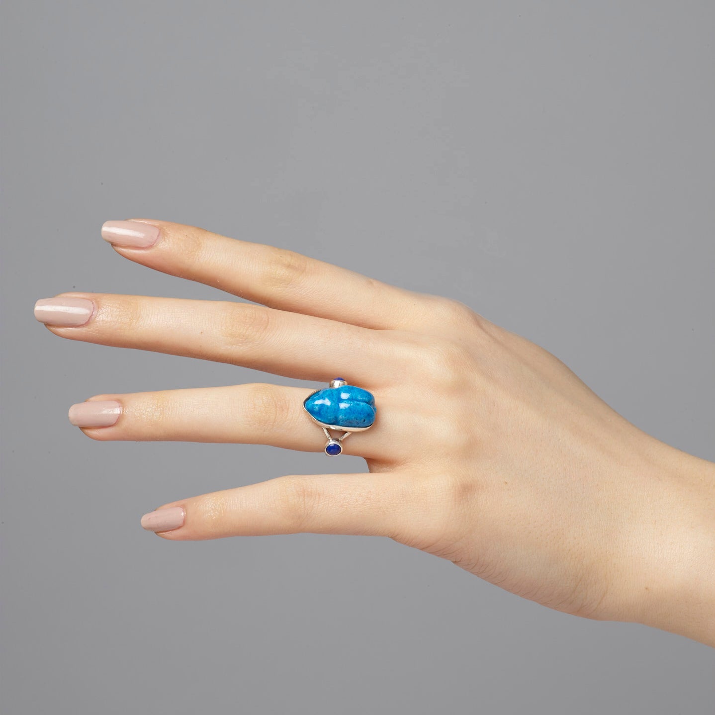 Lapis scarab sale ring