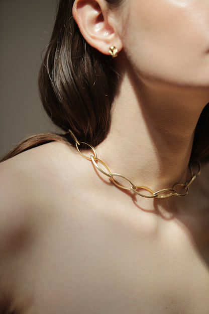 Large Gold Triangle Link Necklace or wrap Bracelet