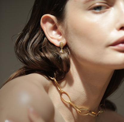 Gold and Diamond Wadjet Cobra Snake Earrings