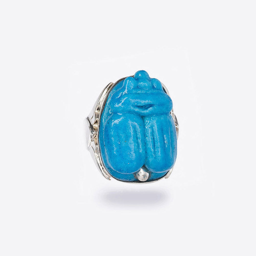 Turquoise Scarab Faience Ring
