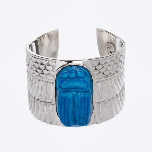 Turquoise Scarab Faience Cuff
