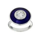 Aegean blue aurora ring with a diamond and hot enamel