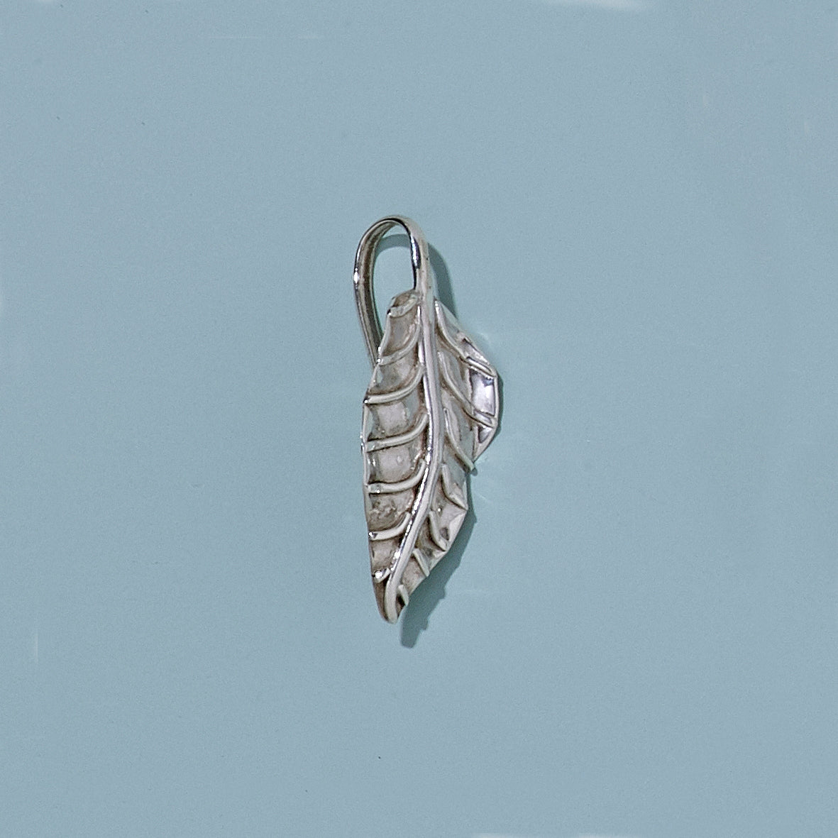 Curled Autumn Leaf Charm Small Sterling Silver