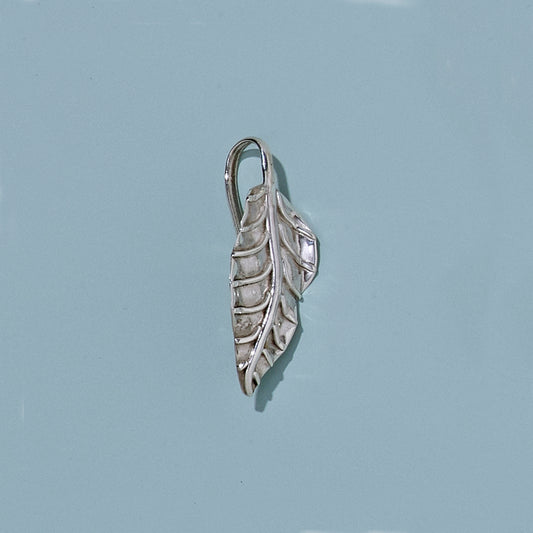 Curled Autumn Leaf Charm Small Sterling Silver