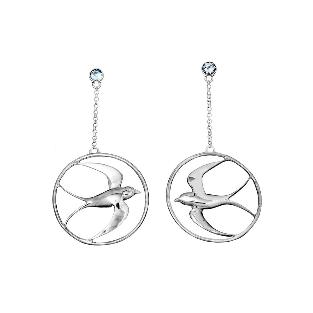 Blue Topaz Swallow Earrings