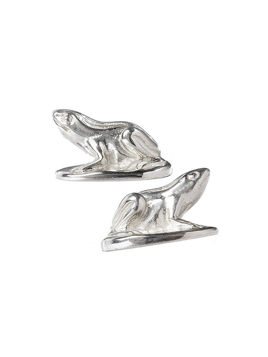 Silver Stud Frog Earrings