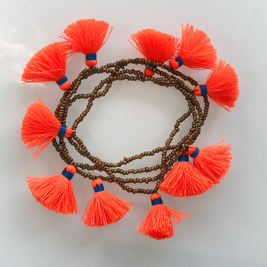 Orange Tassel Necklace