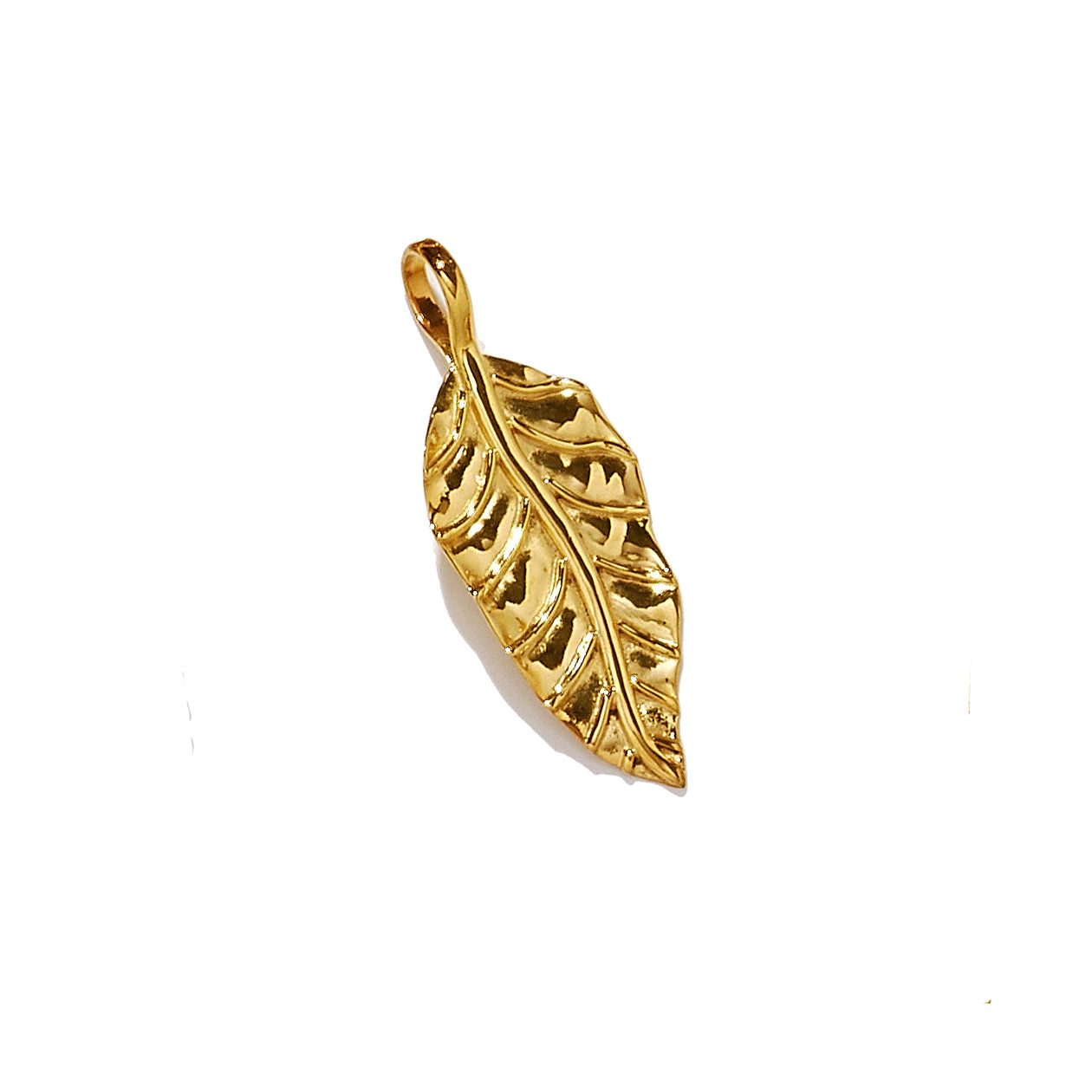 Curled Autumn Leaf Charm Small Gold Vermeil