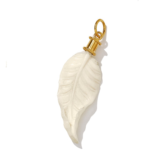 Medium Hand Carved Golden Autumn Leaf in Recycled Bone