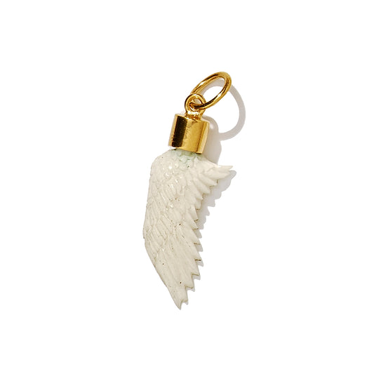Small Hand Carved Golden Recycled  Bone Wing