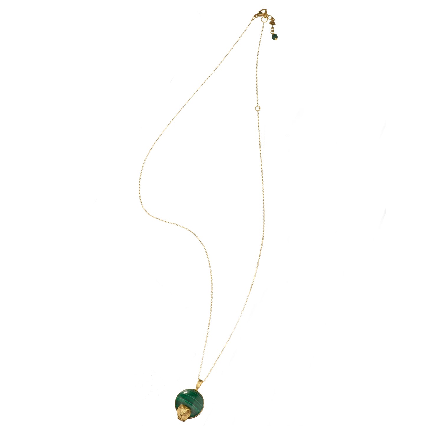 18k Gold Snake and Malachite Necklace