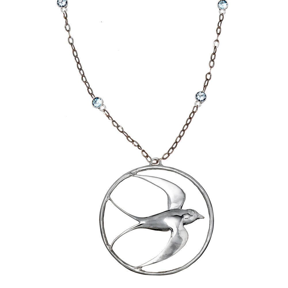 Blue Topaz Swallow Pendant