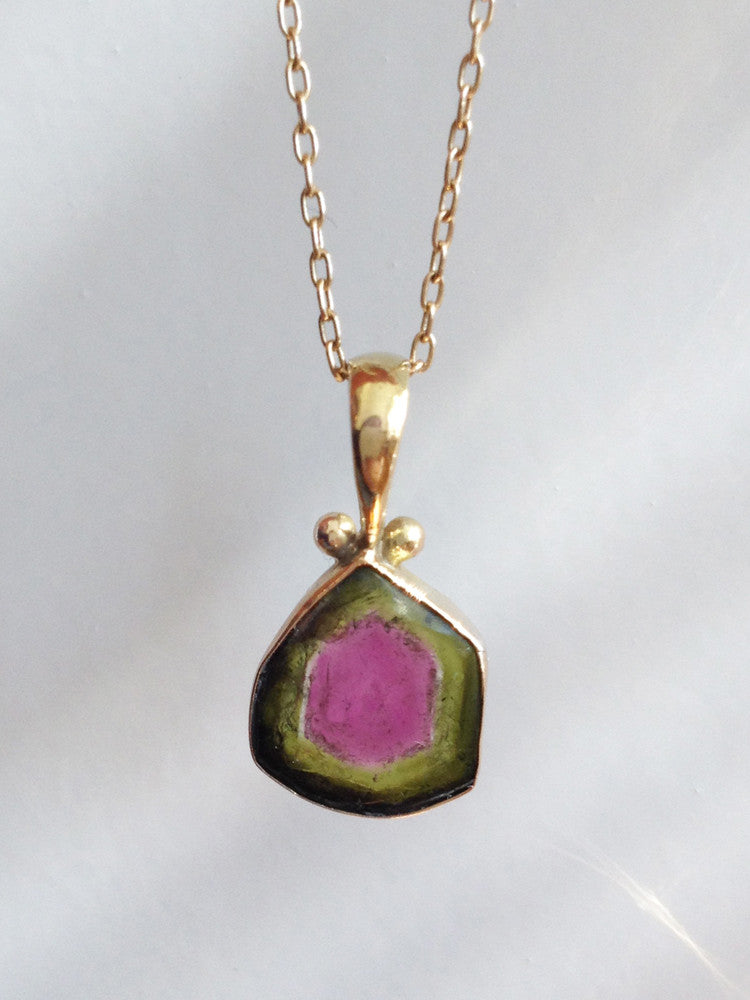 Rose Gold Cherry Blossom and Watermelon Tourmaline